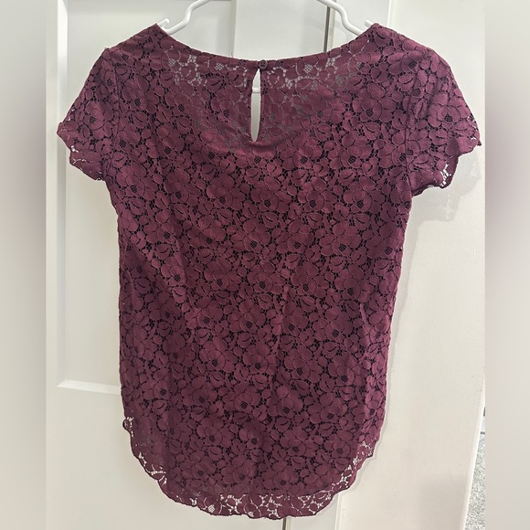 Talula Aritzia Purple Lace Short Sleeve Scoop Neck T-shirt Top Size XXS Women’s - Picture 7 of 13